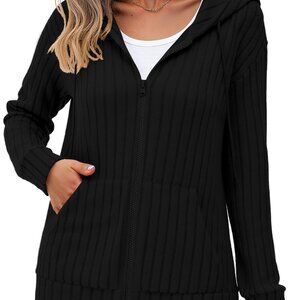 VIISHOW Black X-Large Zip-Up Hoodie Soft Cozy Everyday Essential Winter Warm